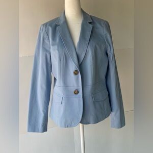 Talbots Womens Cotton Blend Blazer Jacket Lt Blue w/Cute Back Tie Detail Sz 10